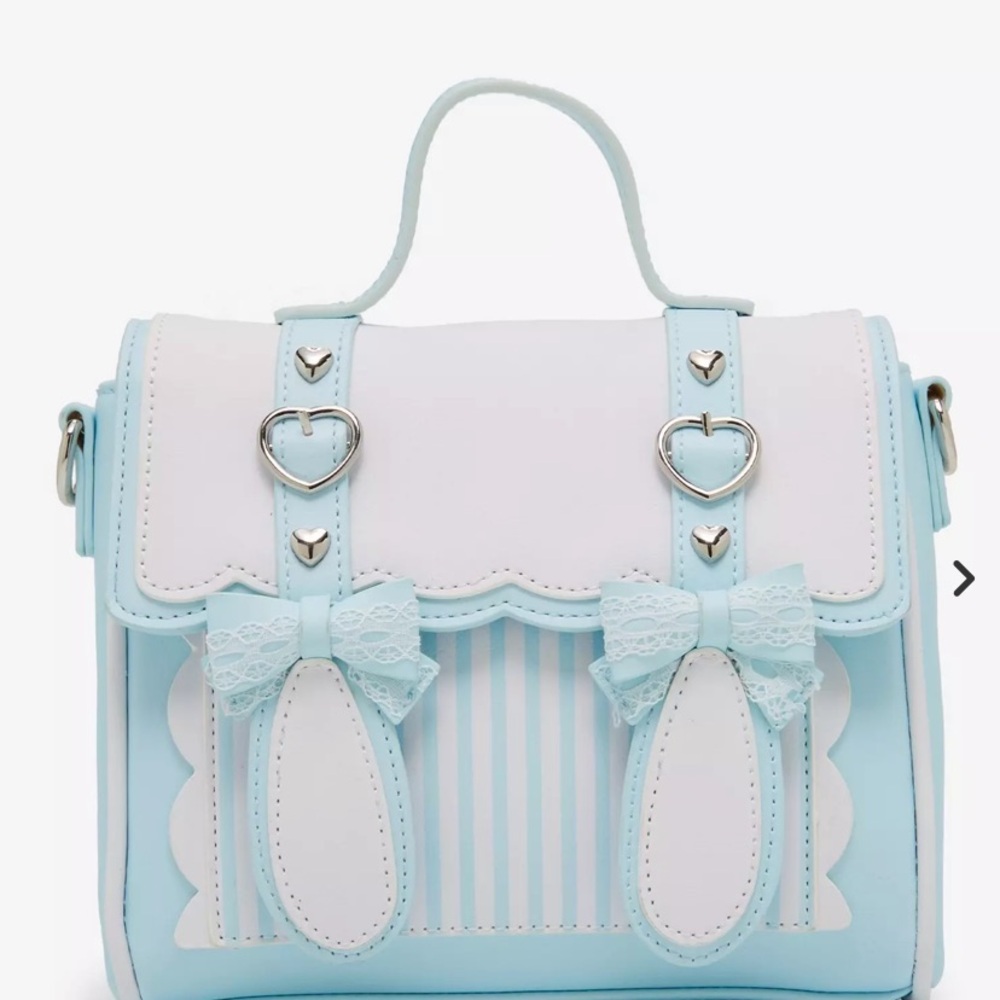 Sweet Society Blue & White Kawaii Stripe Crossbody Bag
